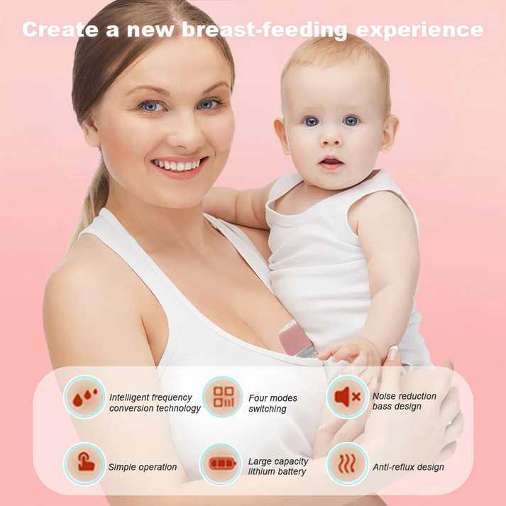 Double love Breast Pump, Hands Free Breast Pump Portable Electric Breast Pump Pink