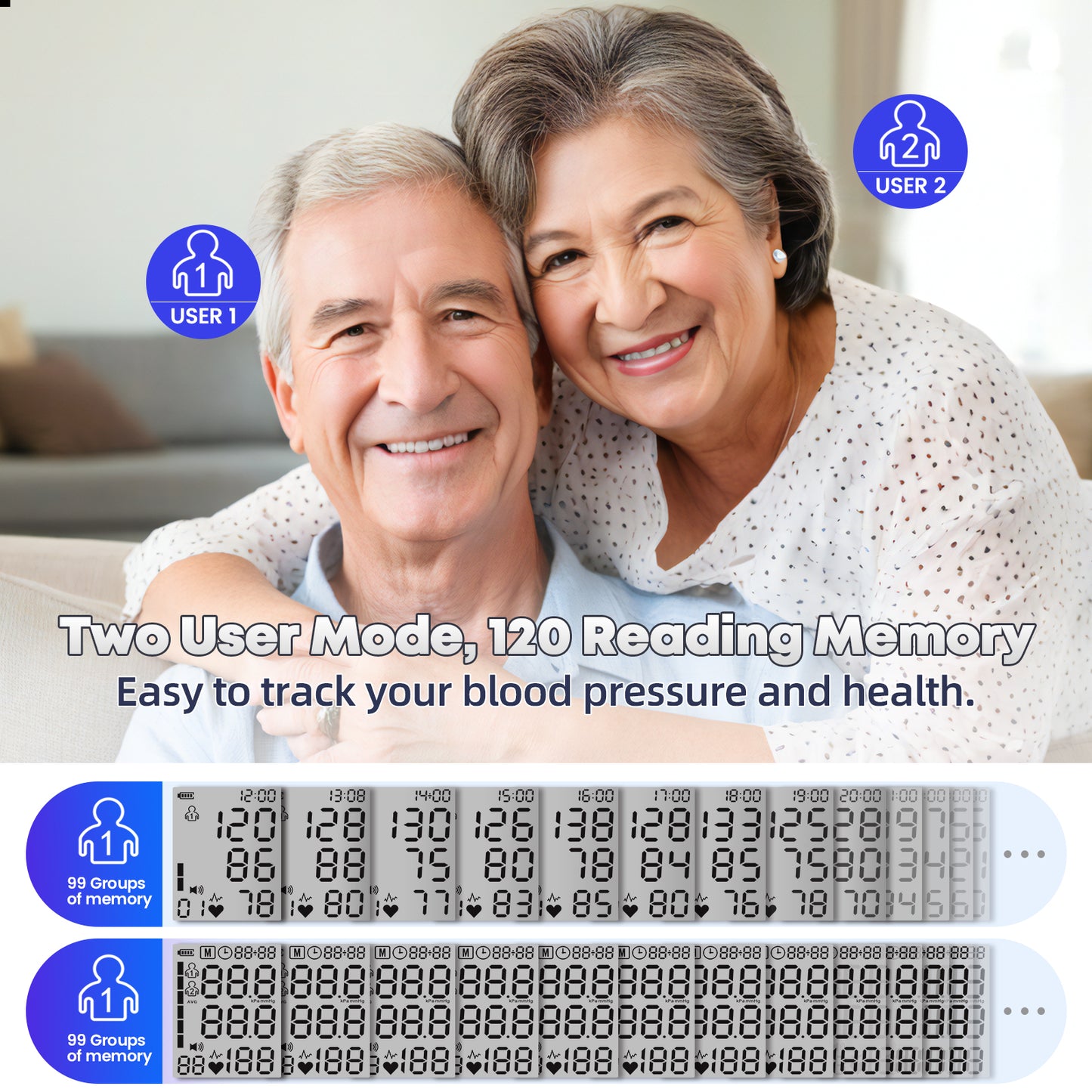 Guaever Blood Pressure Monitor Rechargeable Upper Arm Blood Pressure Monitors for Home Use Large Screen Bp Machine with 8.7"-16.5" Bp Cuff, 2x120 Memory, Voice Broadcast Bp Monitor (Black)