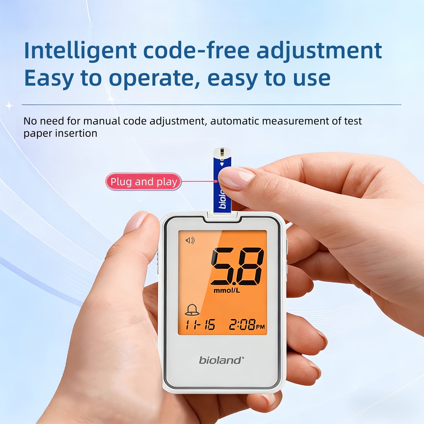 Double love Blood Glucose Monitor Kit, Blood Sugar Testing kit with Blood Sugar Test Strips, Lancets, 1 Blood Glucose Meter, 1 Lancing Device, No Coding Required, Meter Glucometer Kit for Diabetes Testing for Home/Travel Use