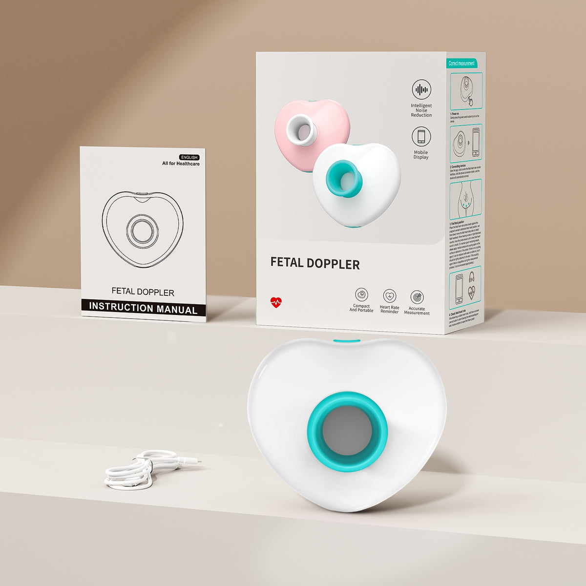 Ultrasonic fetal heart monitor, for monitoring fetal heart rate during pregnancy, fetal heart detector, for detecting and listening to fetal heartbeat