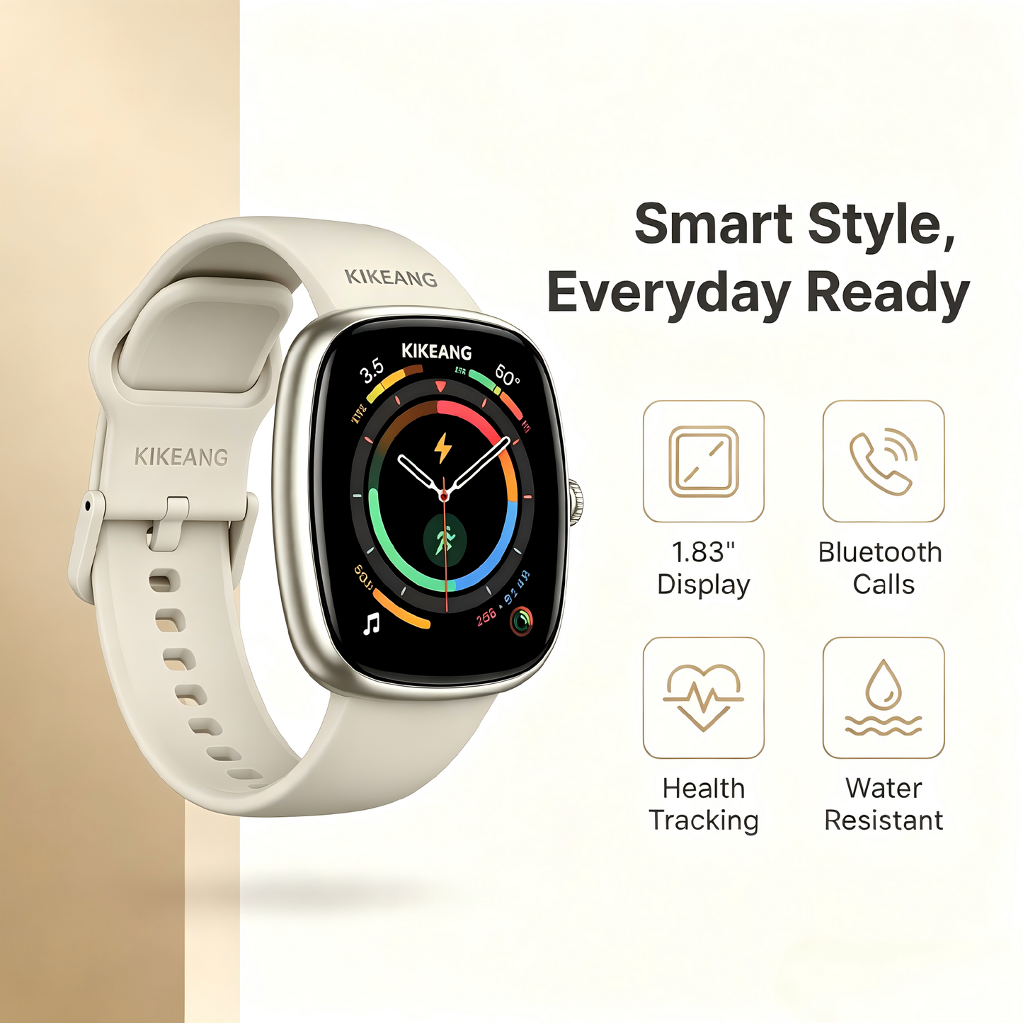 KIKEANG Smart Watch for Women Men, Sports Modes Smartwatch with 1.83" HD Touchscreen, Bluetooth Calling & Music Control Fitness Watch, IP67 Waterproof, Multi-Sport Modes Pedometer for iPhone/Android
