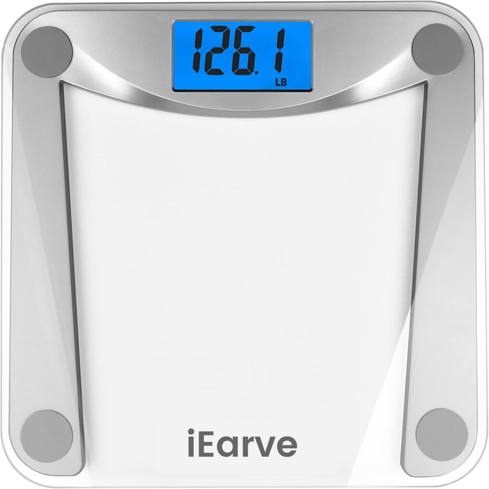 Digital Bathroom Weight Scale for Body Weight, High Accuracy Assured by Weighing Professional Since 2001,Extra Large Blue Backlit LCD and Step-On, 400lb/180kg, Clear Glass