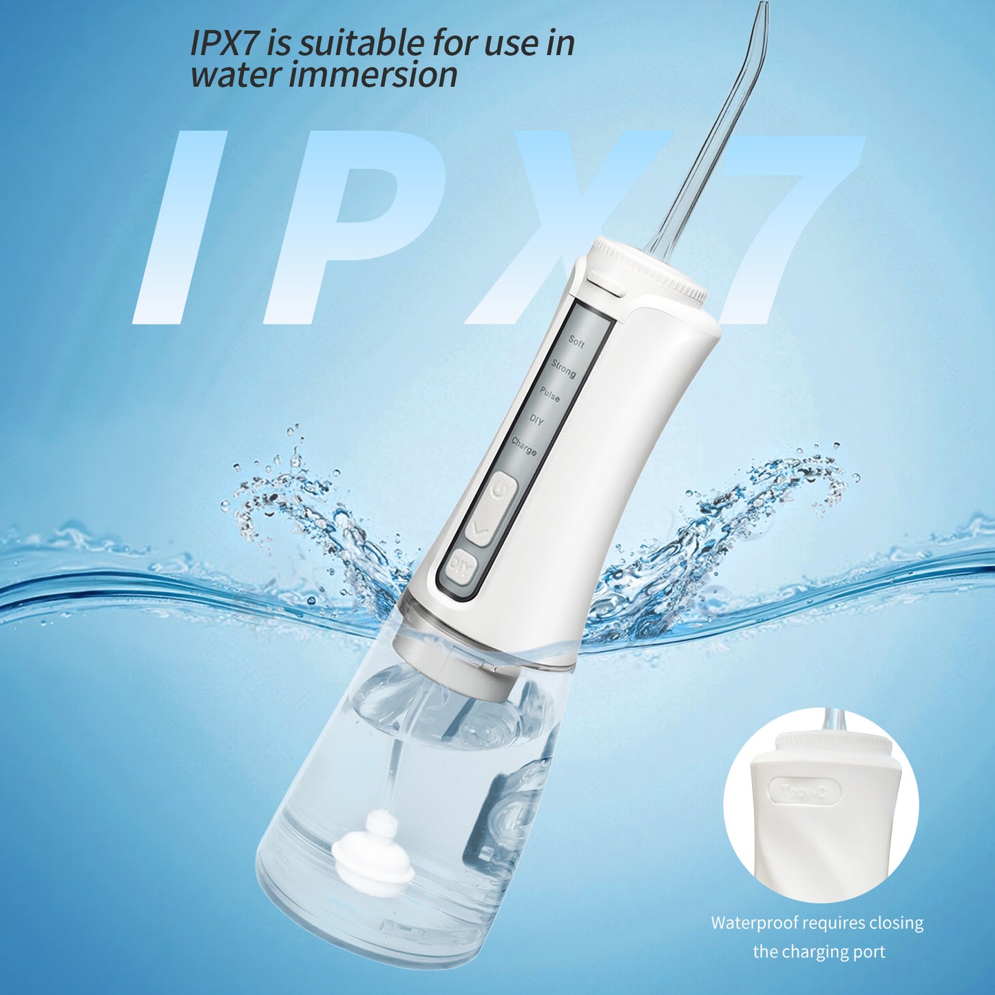 Double love Cordless Water Flosser Dental Teeth Cleaner  IPX7 Waterproof Portable Rechargeable Water Flosser Dental Oral Irrigator for Home and Travel