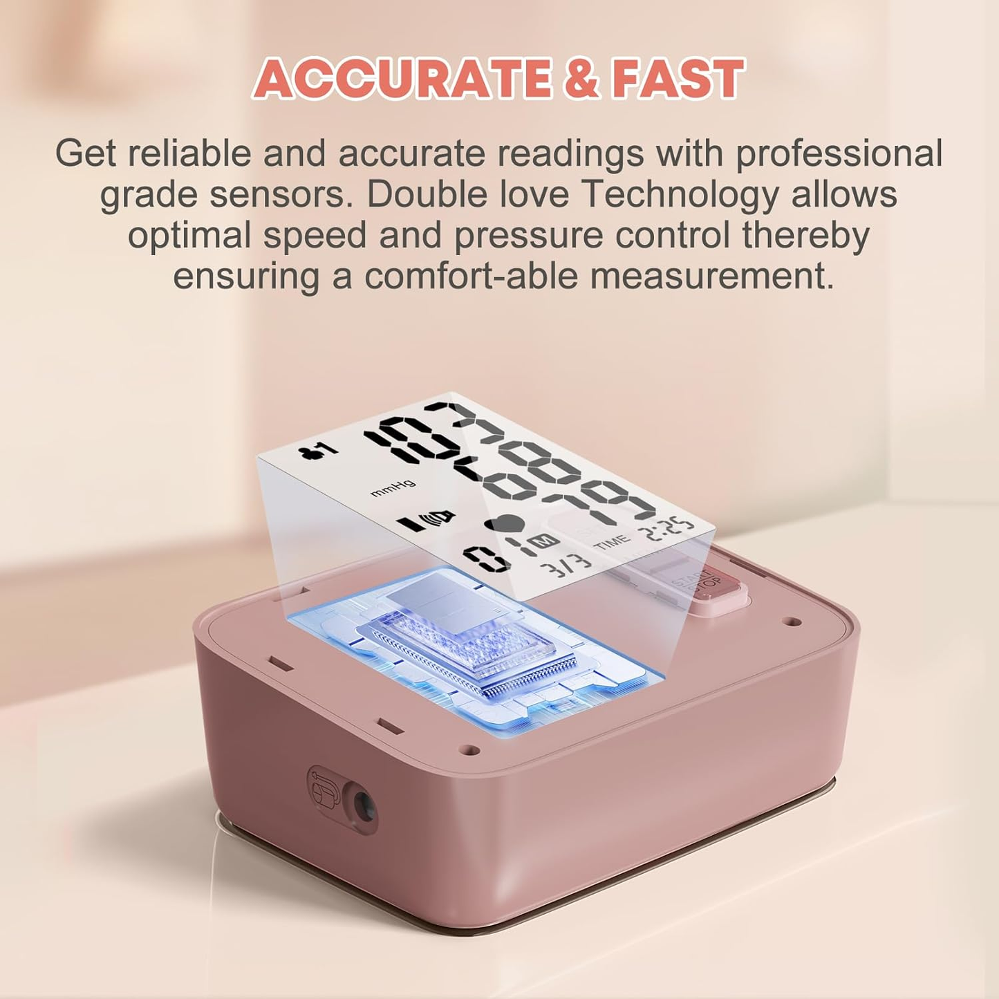 Double love Blood Pressure Monitor,Pink Blood Pressure Machine Bp Cuff Automatic Upper Arm with 8.7”-16.5 inches