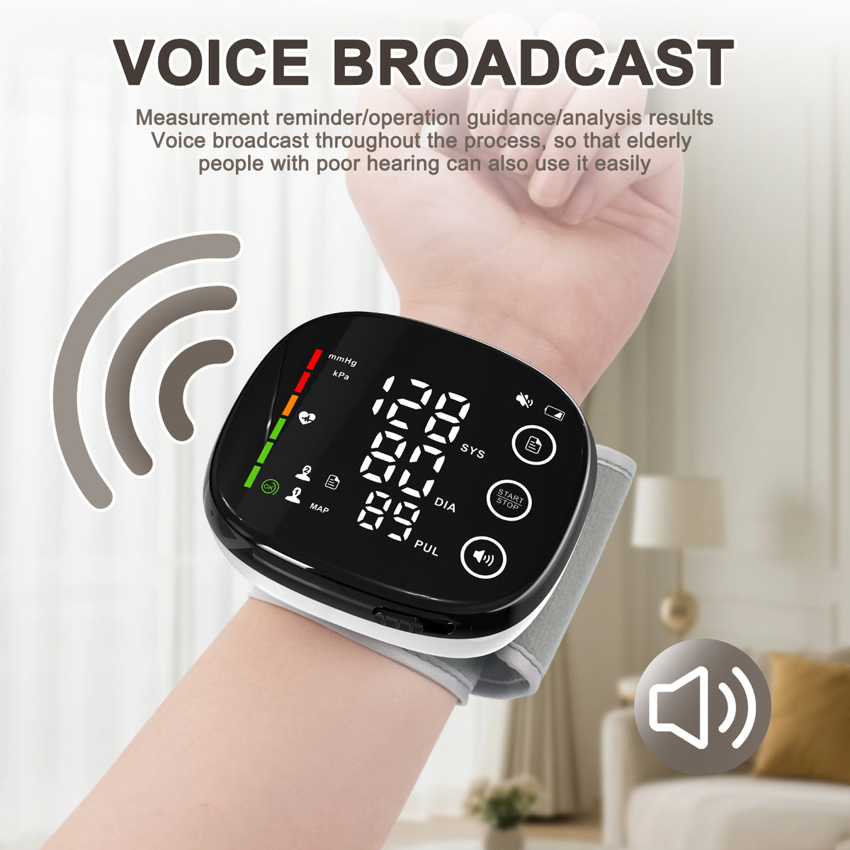 Wrist Blood Pressure Monitor Led Display, Touch Screen Wrist Blood Pressure Cuff 120x2 Reading Memory Wrist Bp Monitor with Carrying Case Health Monitoring
