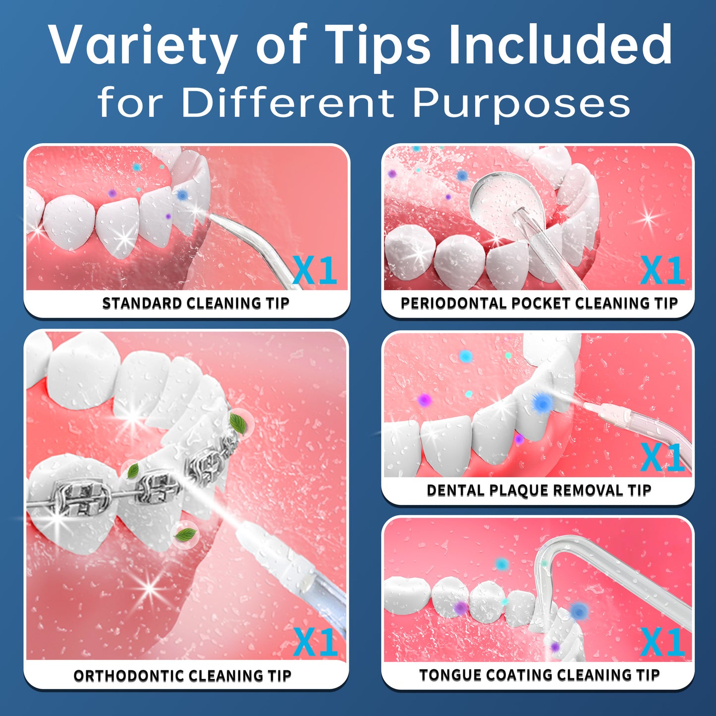 Double love Cordless Water Flosser Dental Teeth Cleaner  IPX7 Waterproof Portable Rechargeable Water Flosser Dental Oral Irrigator for Home and Travel