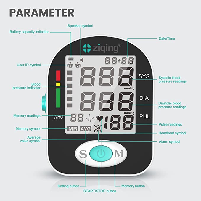 Monitor de presión arterial de brazo Ziqing: pantalla LCD y almacenamiento preciso del brazalete