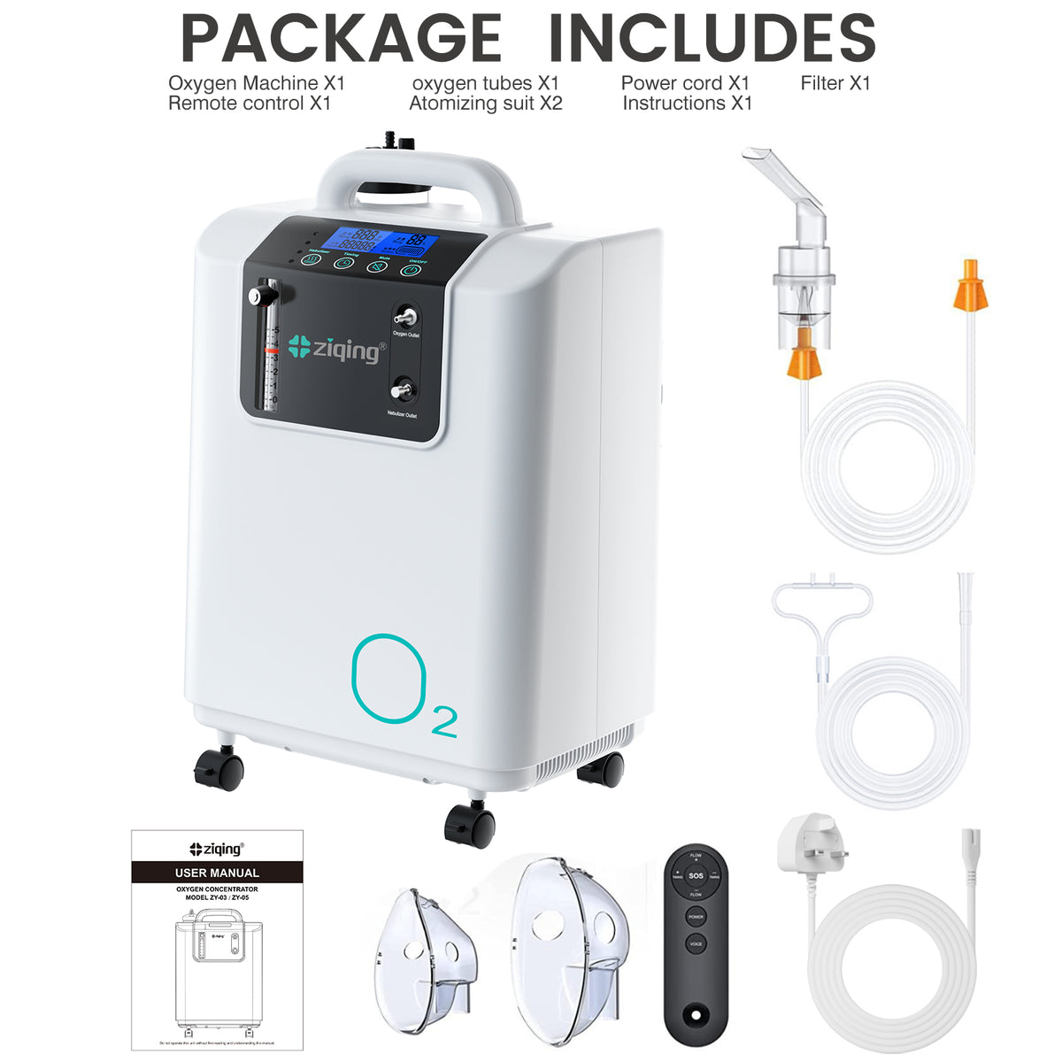 Ziqing 3L Oxygen Concentrator – Professional Home Oxygen Therapy