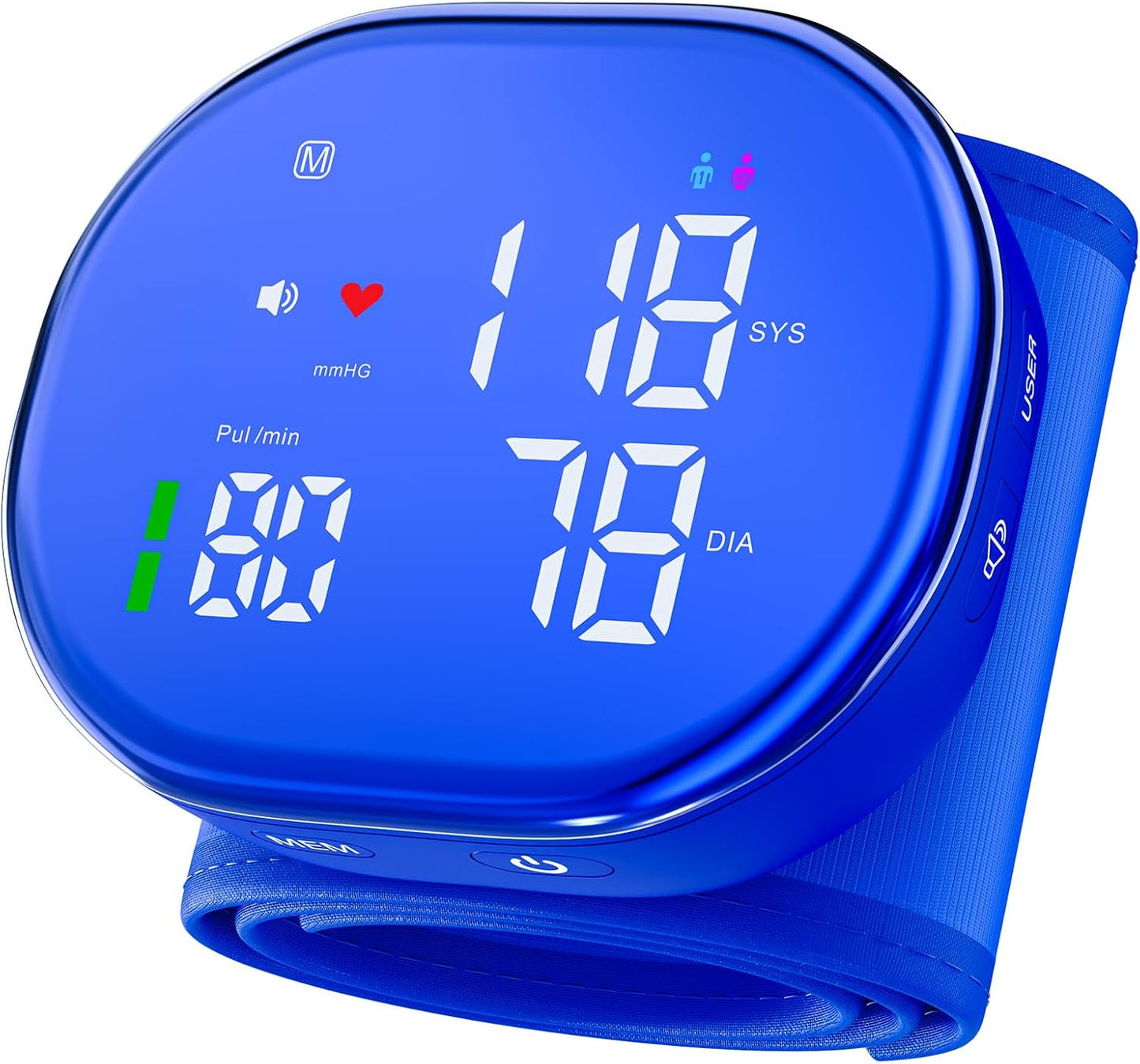 Wrist Blood Pressure Monitor, Rechargeable, FDA Cleared, Blue | Clinically Accurate, LED Display, 5.3-7.7" Adjustable Wrist Cuff, 2x120 Memory, One-Button, Voice Broadcast, Storage Case