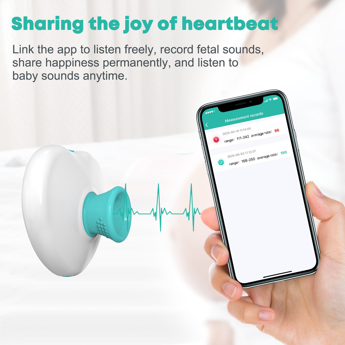 Ultrasonic fetal heart monitor, for monitoring fetal heart rate during pregnancy, fetal heart detector, for detecting and listening to fetal heartbeat