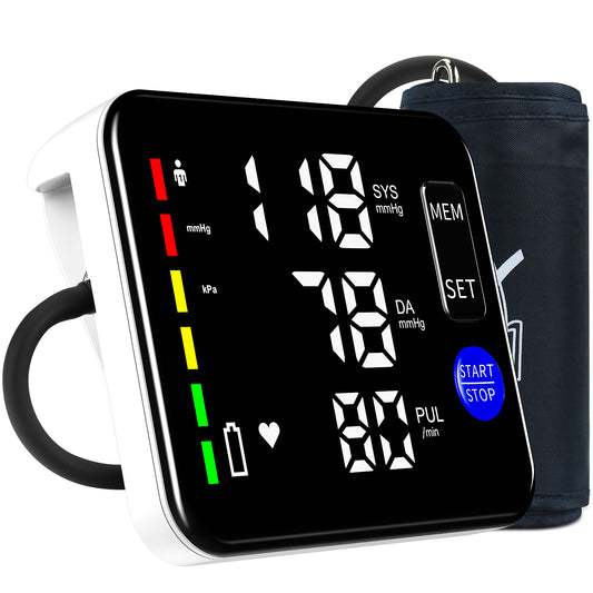 Guaever Blood Pressure Monitor Rechargeable Upper Arm Blood Pressure Monitors for Home Use Large Screen Bp Machine with 8.7"-16.5" Bp Cuff, 2x120 Memory, Voice Broadcast Bp Monitor (Black)