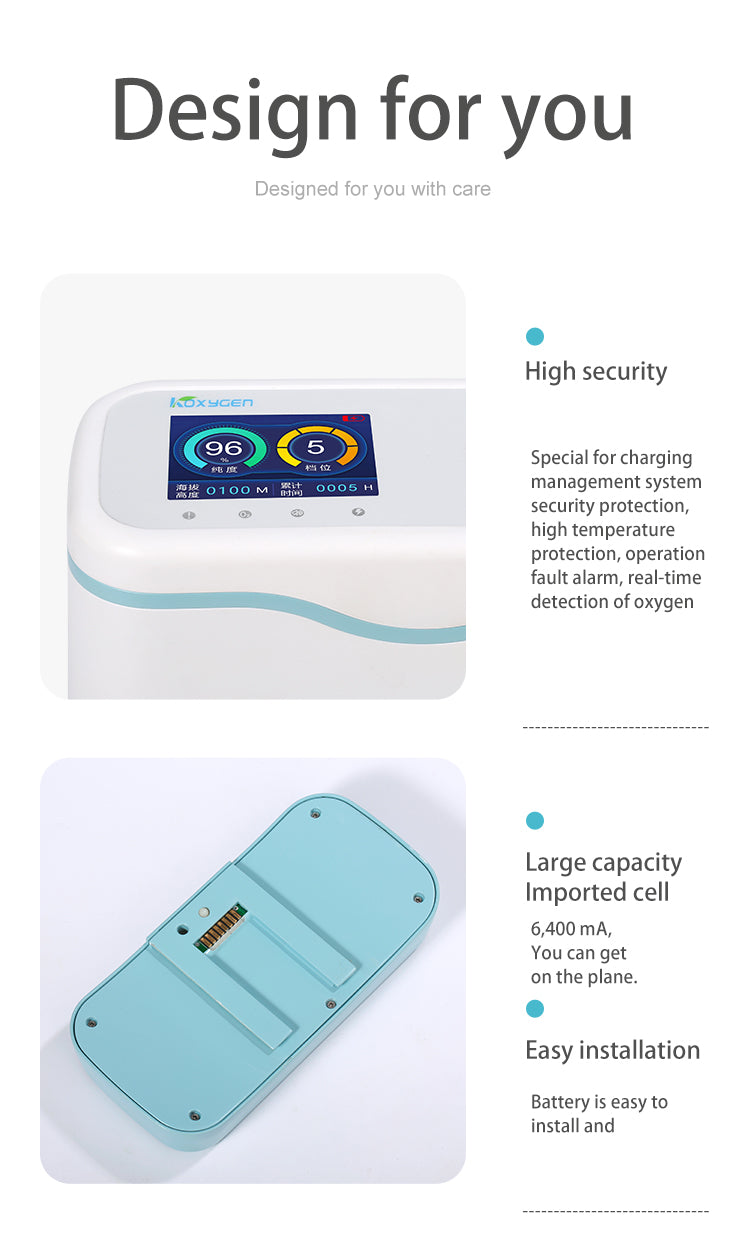 Pulse Flow Portable Oxygen Concentrator | Ziqing Compact Design 95% Concentration