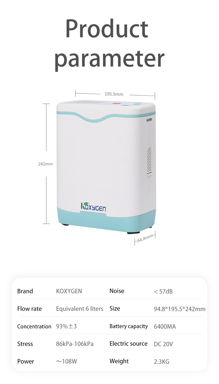 Pulse Flow Portable Oxygen Concentrator | Ziqing Compact Design 95% Concentration