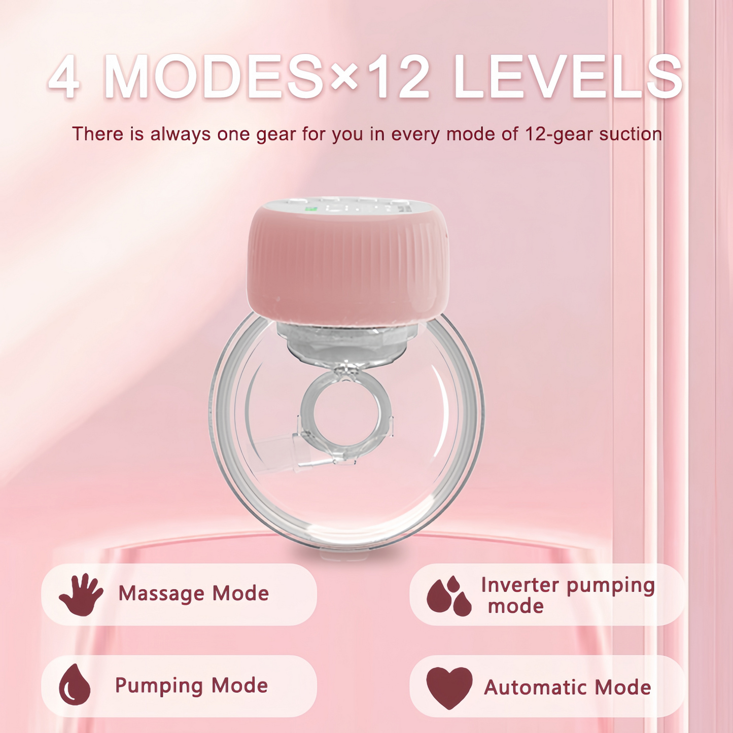 Double love Breast Pump, Hands Free Breast Pump Portable Electric Breast Pump Pink