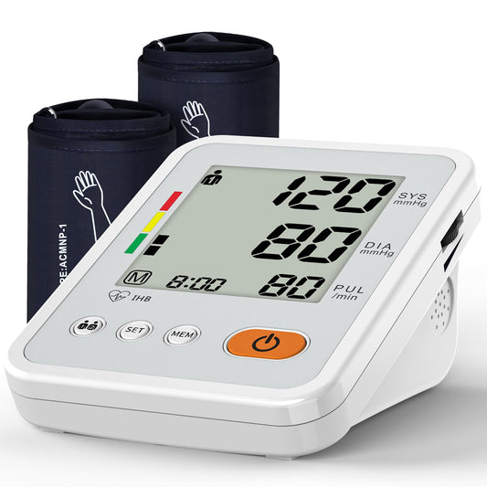 KIKEANG Blood Pressure Monitors for Home Use with 2 Size Cuff (22-42cm & 38-55cm), Blood Pressure Monitor XL & Medium-Large Cuffs, 2 * 120 Memory Sets, 4 Aa Batteries Included