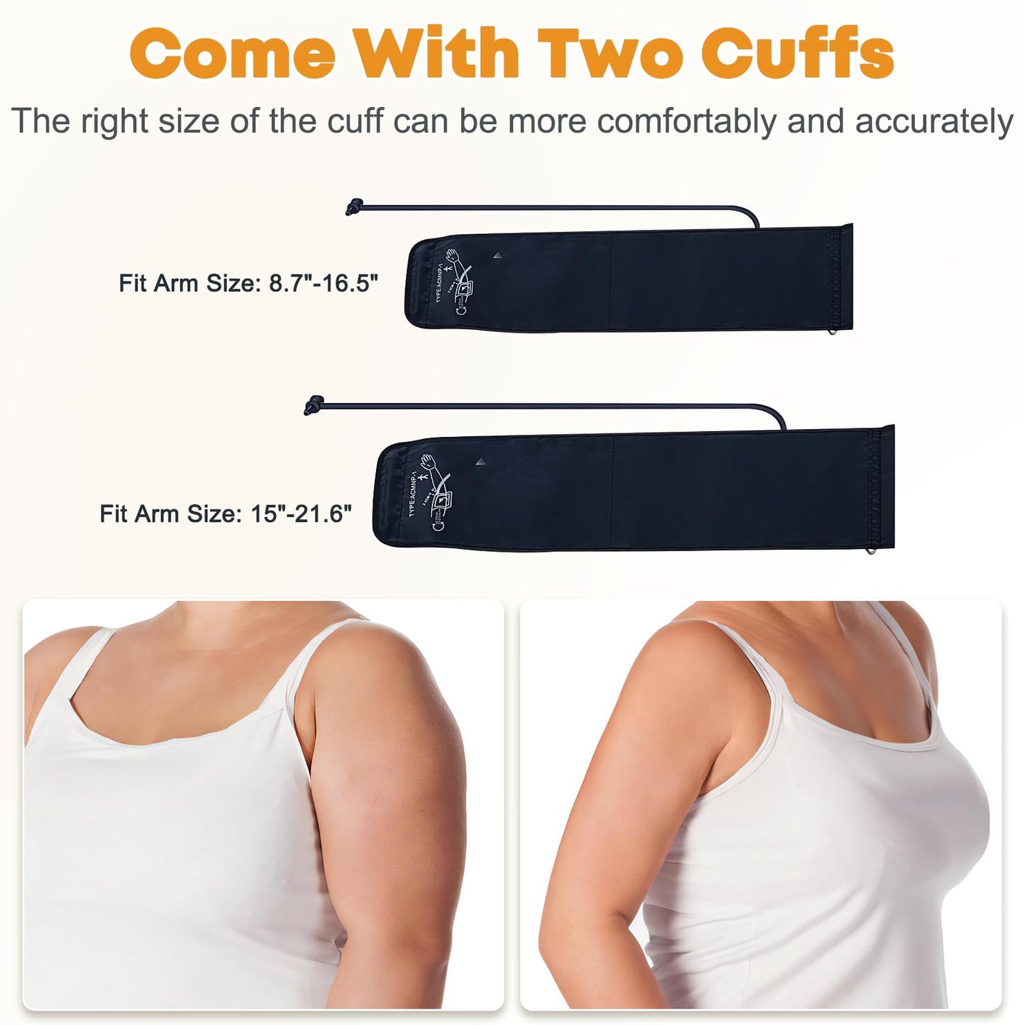 KIKEANG Blood Pressure Monitors for Home Use with 2 Size Cuff (22-42cm & 38-55cm), Blood Pressure Monitor XL & Medium-Large Cuffs, 2 * 120 Memory Sets, 4 Aa Batteries Included