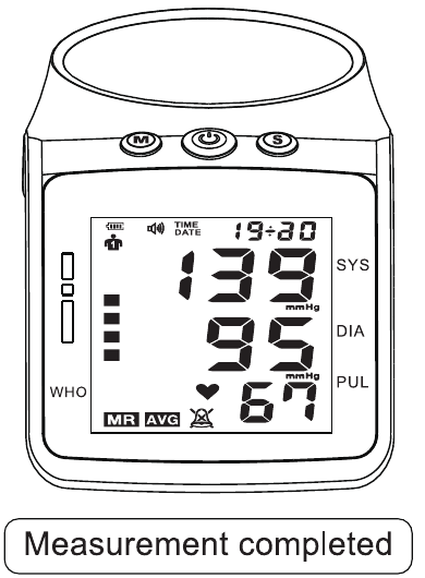 Example completed reading on the XB-05 LCD display from the manual; the numbers are not target readings